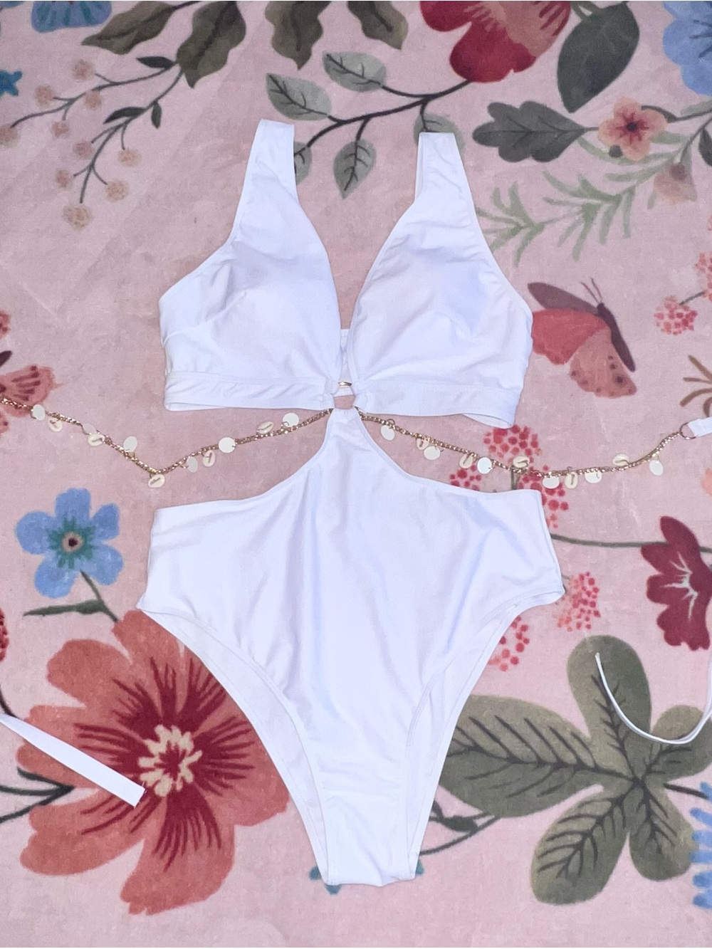 White One-Piece Cutout Swimsuit